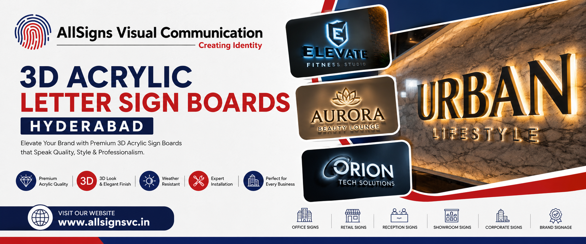 3D Acrylic Letter Sign Boards Hyderabad
