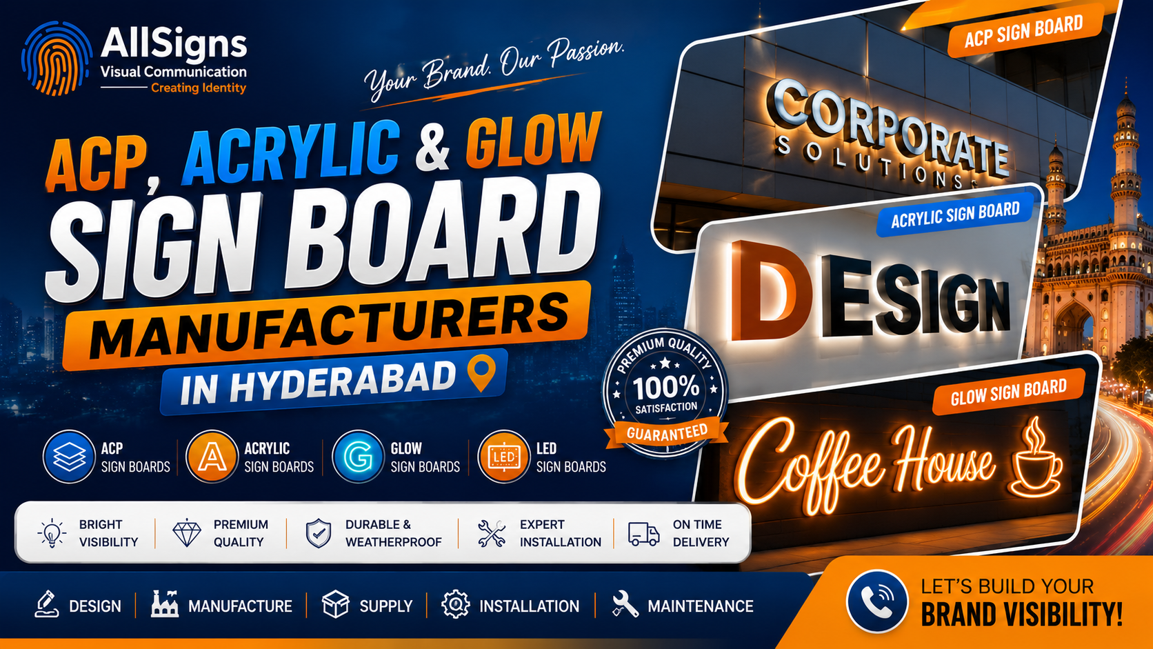 ACP, Acrylic & Glow Sign Board Manufacturers in Hyderabad