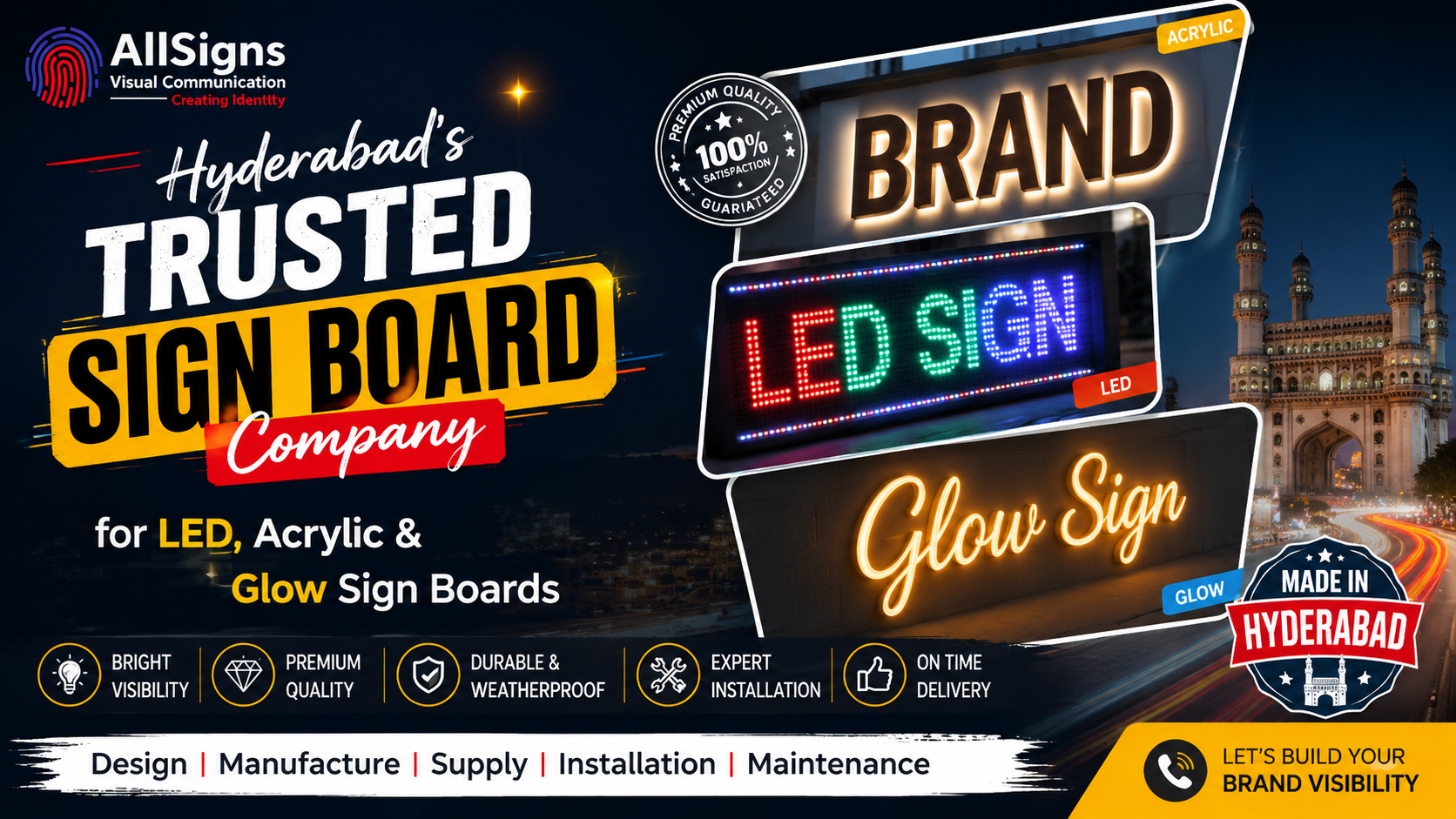 Hyderabad's Trusted Sign Board Company for LED, Acrylic & Glow Sign Boards